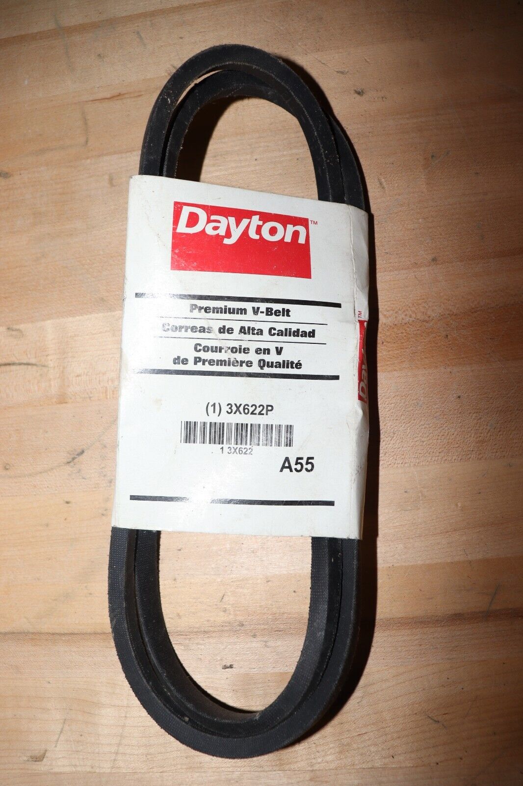 DAYTON V-Belt: 57 in Outside Lg, 1/2 in Top Wd, 5/16 in Thick, 3X622 - Northside Material Brokers