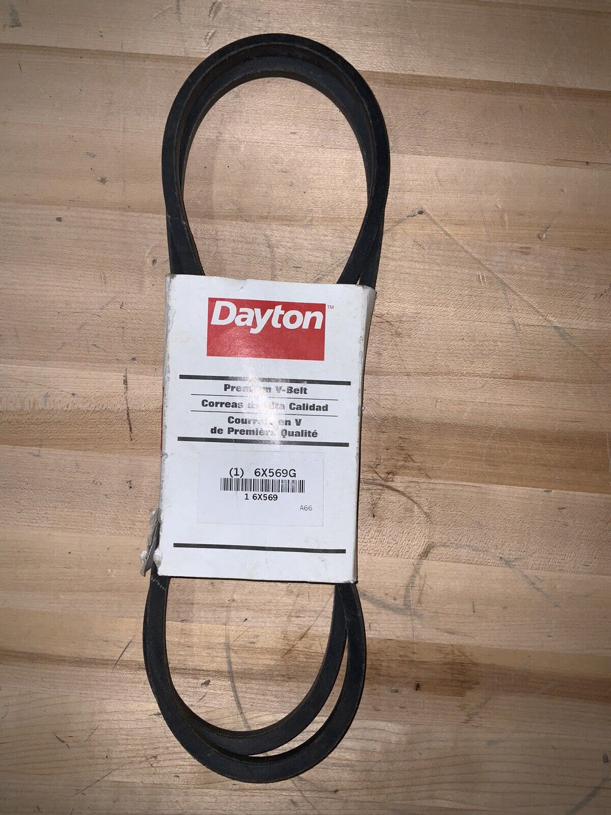 DAYTON V-Belt: A66, 68 in Outside Lg, 1/2 in Top Wd, 5/16 in Thick, 6X569 - Northside Material Brokers