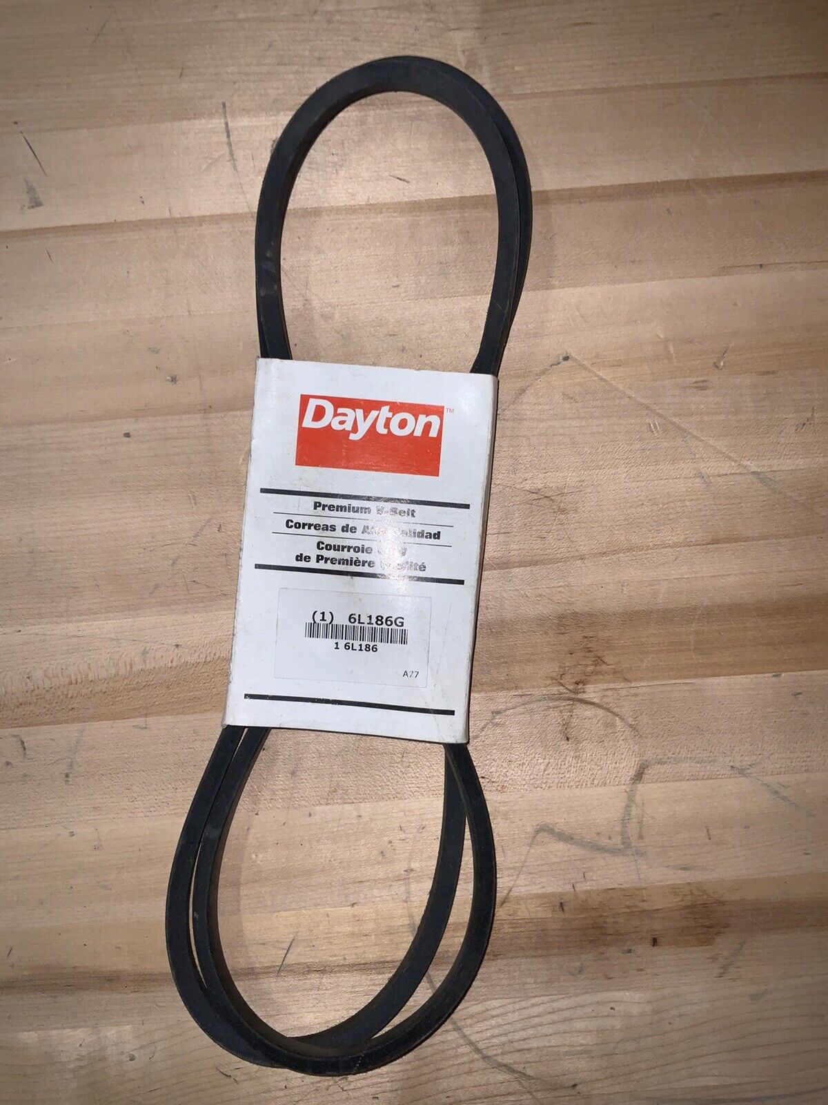DAYTON V-Belt: A77, 79 in Outside Lg, 1/2 in Top Wd, 5/16 in Thick, 6L186 - Northside Material Brokers