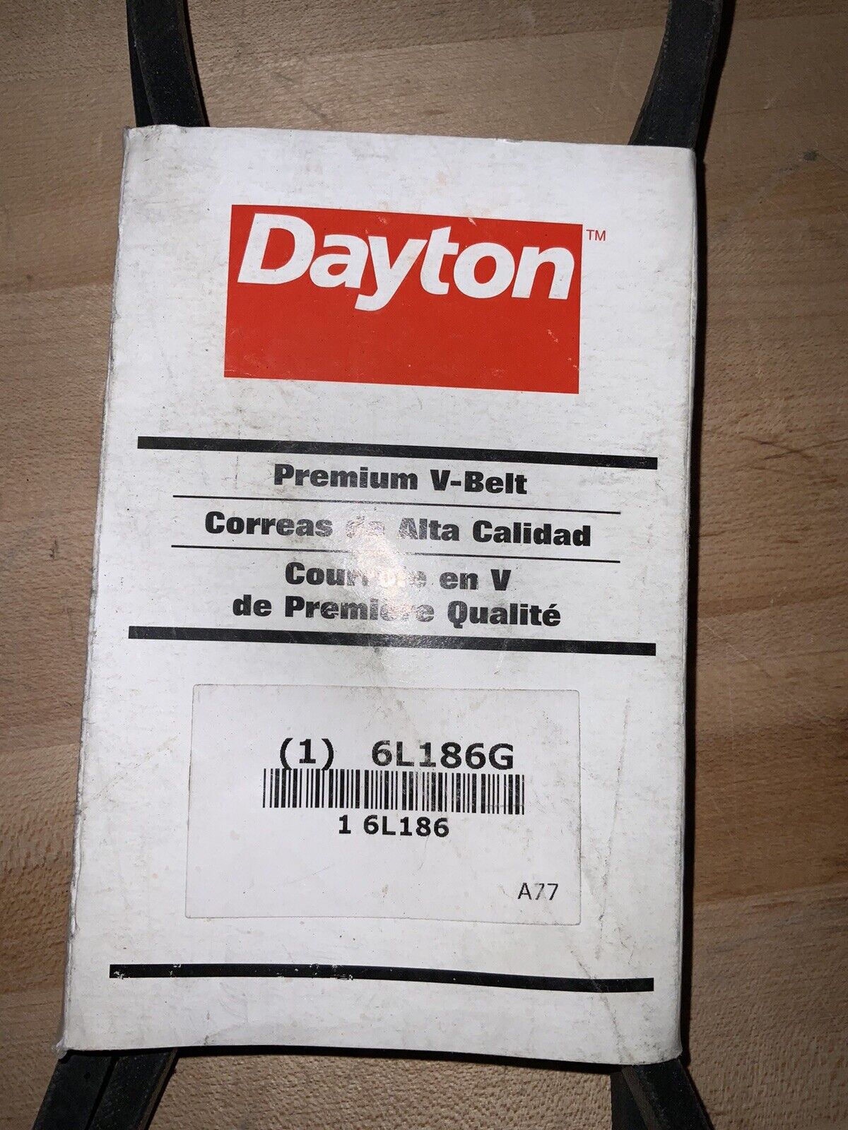 DAYTON V-Belt: A77, 79 in Outside Lg, 1/2 in Top Wd, 5/16 in Thick, 6L186 - Northside Material Brokers