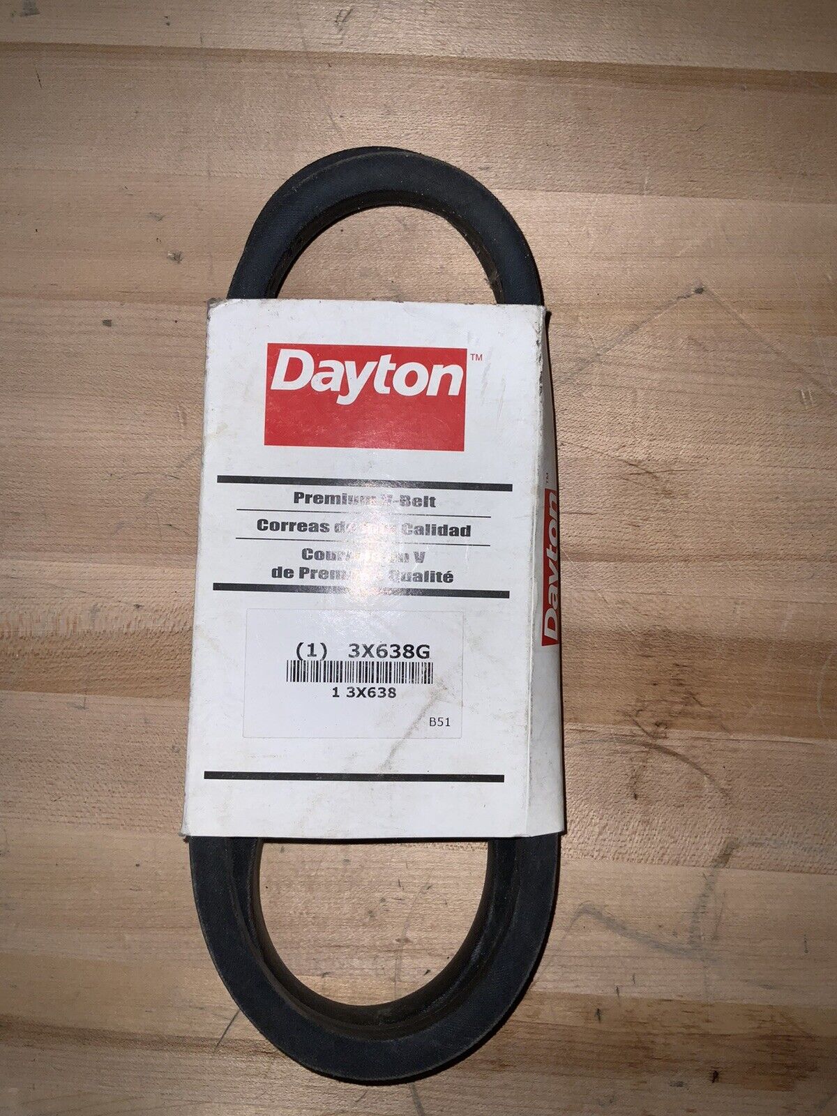 DAYTON V-Belt: B51, 54 in Outside Lg, 21/32 in Top Wd, 13/32 in Thick, 3X638 - Northside Material Brokers