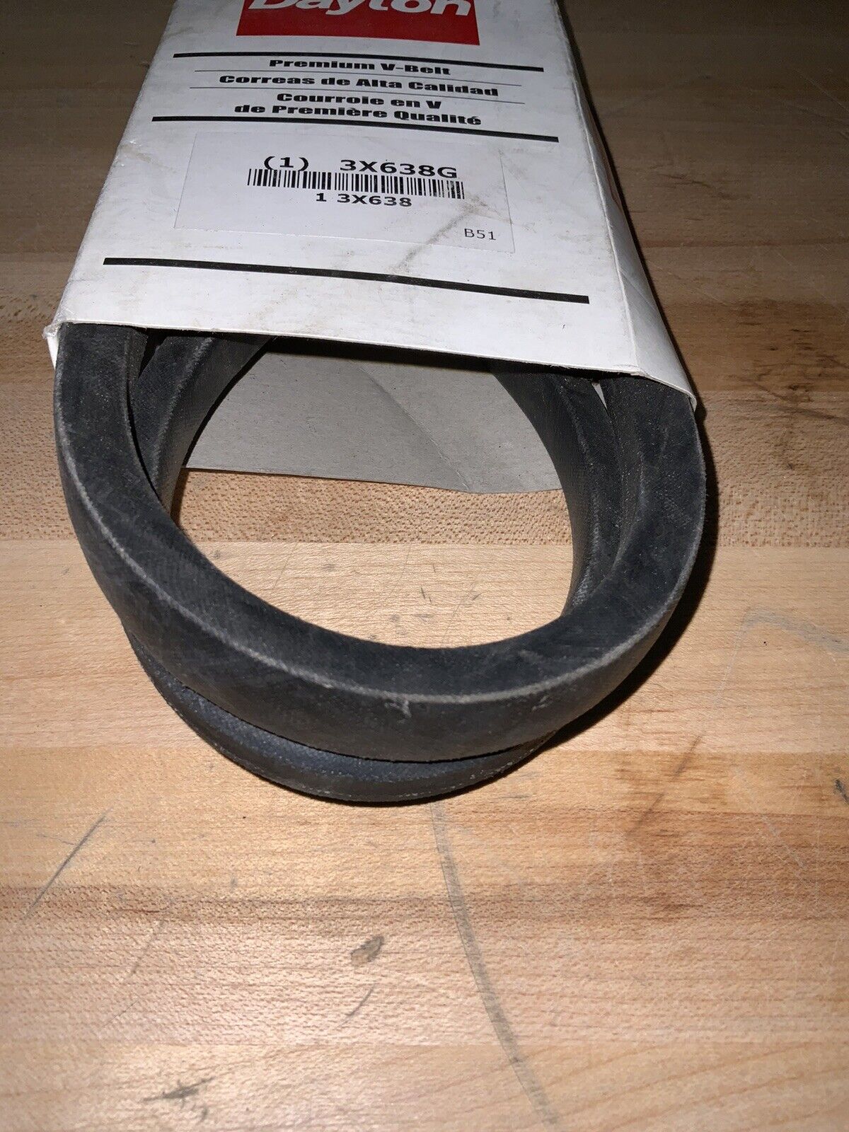 DAYTON V-Belt: B51, 54 in Outside Lg, 21/32 in Top Wd, 13/32 in Thick, 3X638 - Northside Material Brokers