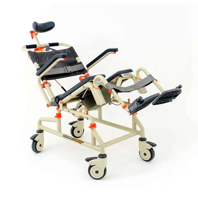 ShowerBuddy Roll-In Buddy Tilt SB3T Shower Commode Chair, 350 lbs, Locking Casters