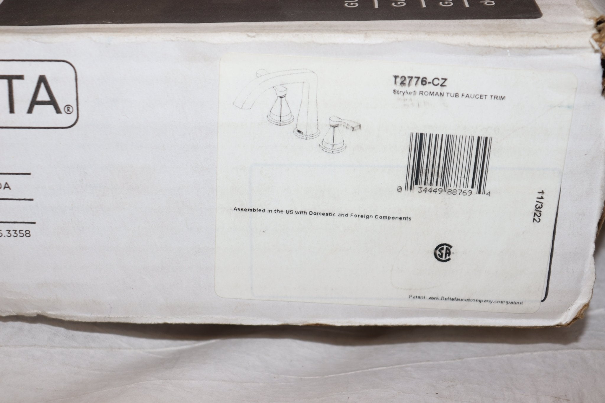 Delta Stryke Deck Mounted Roman Tub Filler with Lever Handles, T2776-CZ - Northside Material Brokers
