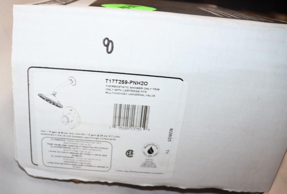 Delta T17T259-SSH2O Trinsic Thermostatic Shower Trim Only w Cartridge, Stainless - Northside Material Brokers