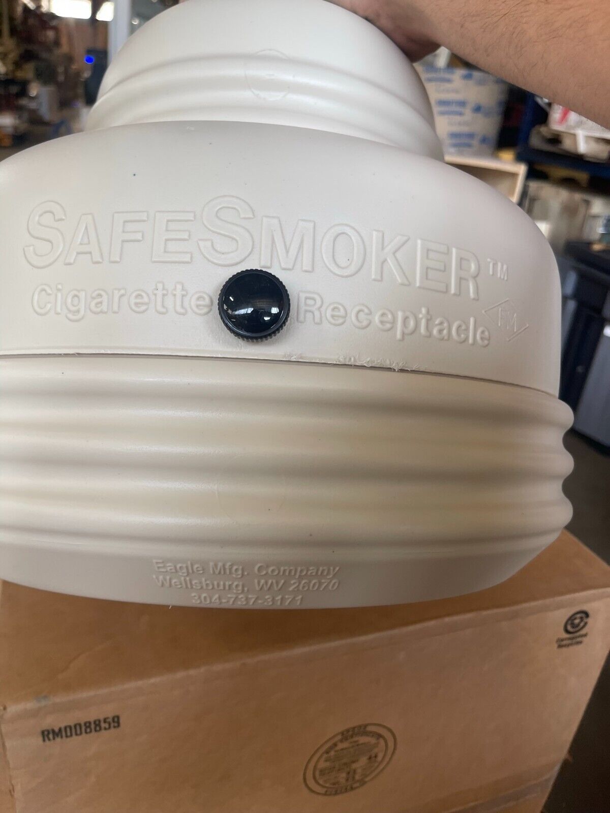 EAGLE 1206BEIGE Cigarette Receptacle: 1 1/4 gal Capacity, 37 3/4 Ht, 15 1/4 Wd - Northside Material Brokers