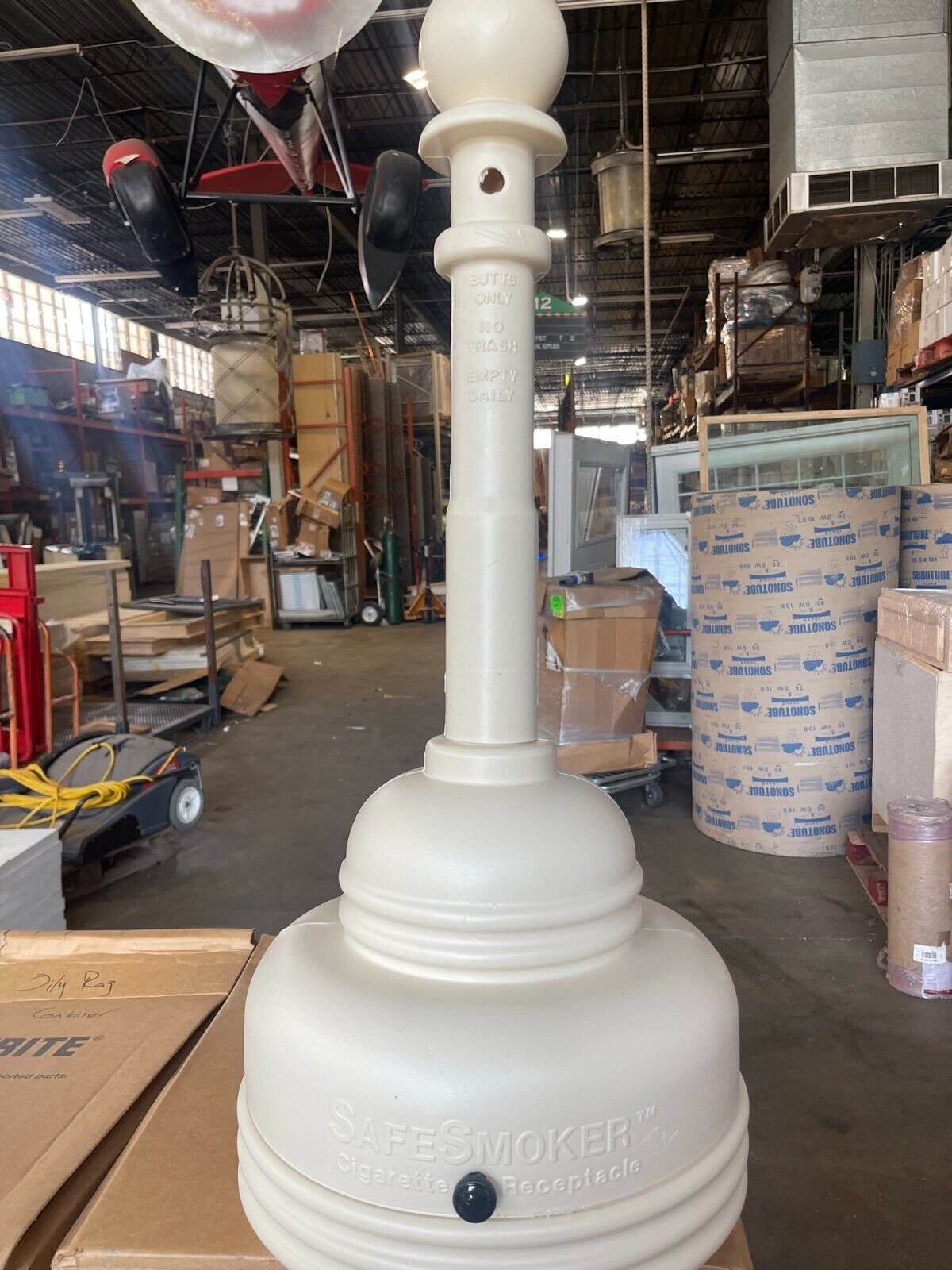 EAGLE 1206BEIGE Cigarette Receptacle: 1 1/4 gal Capacity, 37 3/4 Ht, 15 1/4 Wd - Northside Material Brokers