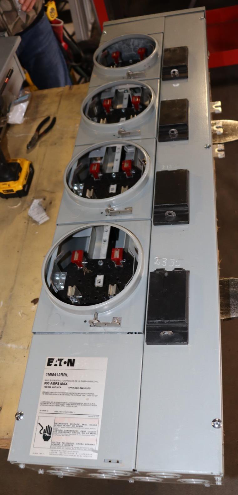 Eaton 1MM412RRL 800 Amp 4-Gang 125A 1-Phase Four Meter Socket Modular Stack Used - Northside Material Brokers