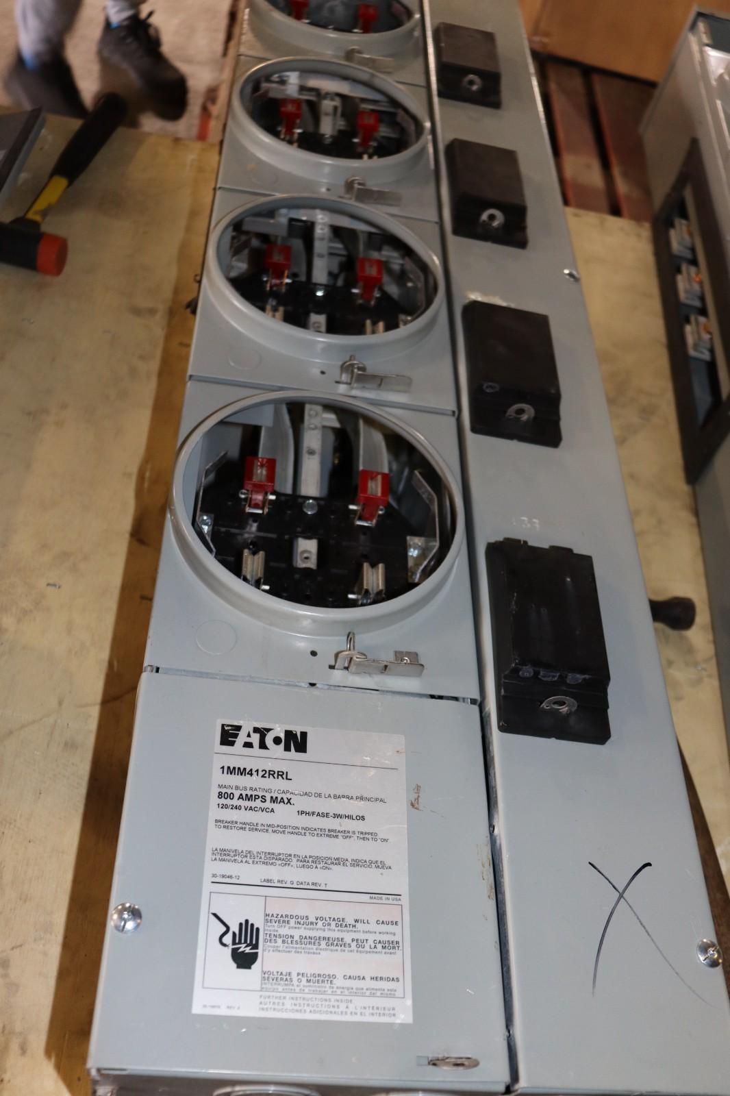 Eaton 1MM412RRL 800 Amp 4-Gang 125A 1-Phase Four Meter Socket Modular Stack Used - Northside Material Brokers
