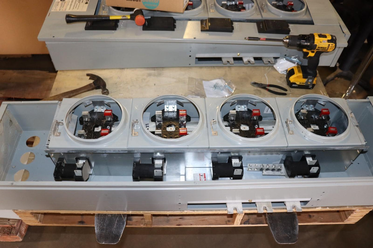 Eaton 1MM412RRL 800 Amp 4-Gang 125A 1-Phase Four Meter Socket Modular Stack Used - Northside Material Brokers