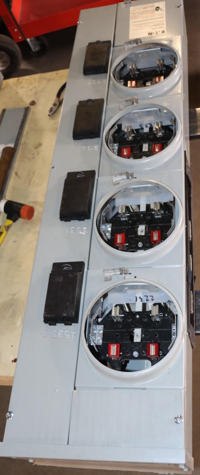 Eaton 1MM412RRL 800 Amp 4-Gang 125A 1-Phase Four Meter Socket Modular Stack Used - Northside Material Brokers