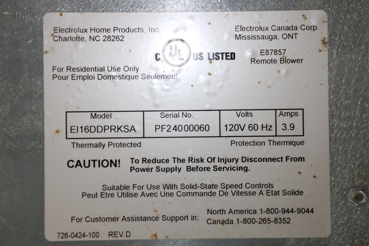 ELECTRULUX REMOTE BLOWER EI16DDPRKSA - Northside Material Brokers