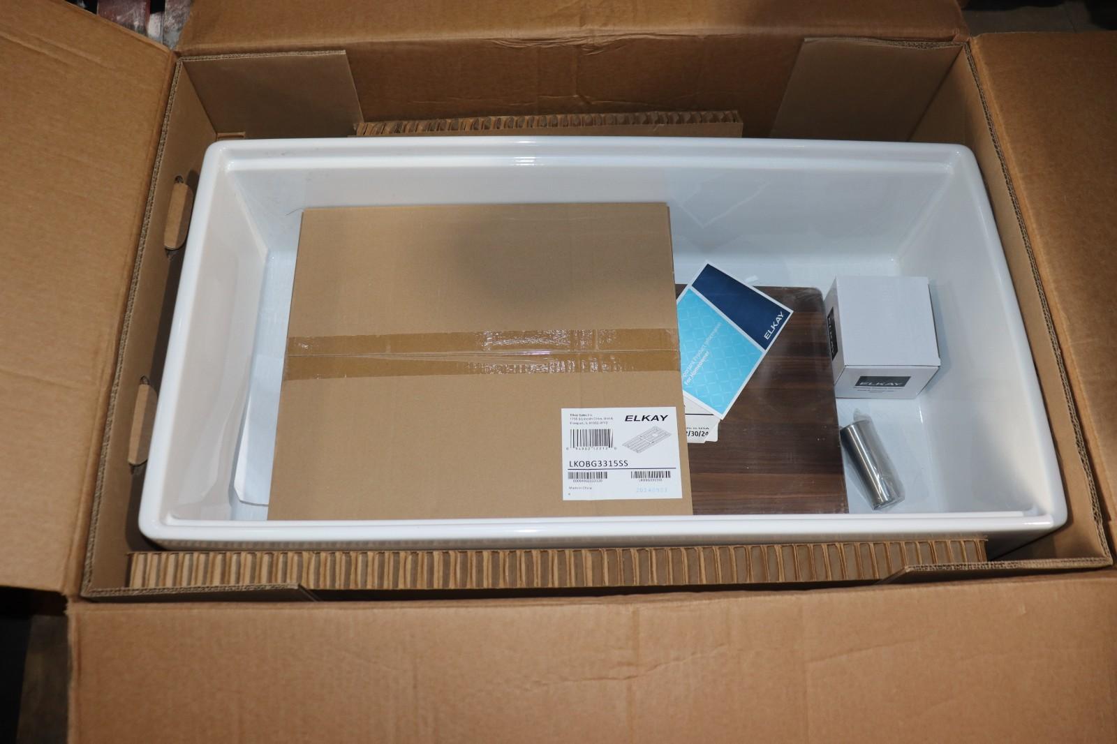 Elkay SWUF13620CDWH Fireclay 36" Single Bowl Farmhouse Workstation Sink Kit - Northside Material Brokers