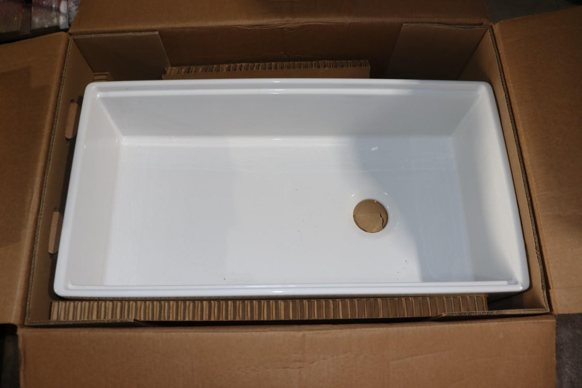Elkay SWUF13620CDWH Fireclay 36" Single Bowl Farmhouse Workstation Sink Kit - Northside Material Brokers