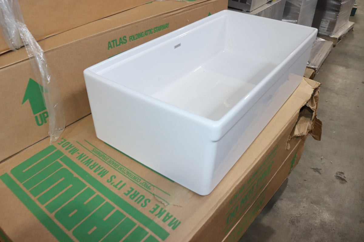 Elkay SWUF13620CDWH Fireclay 36" Single Bowl Farmhouse Workstation Sink Kit - Northside Material Brokers