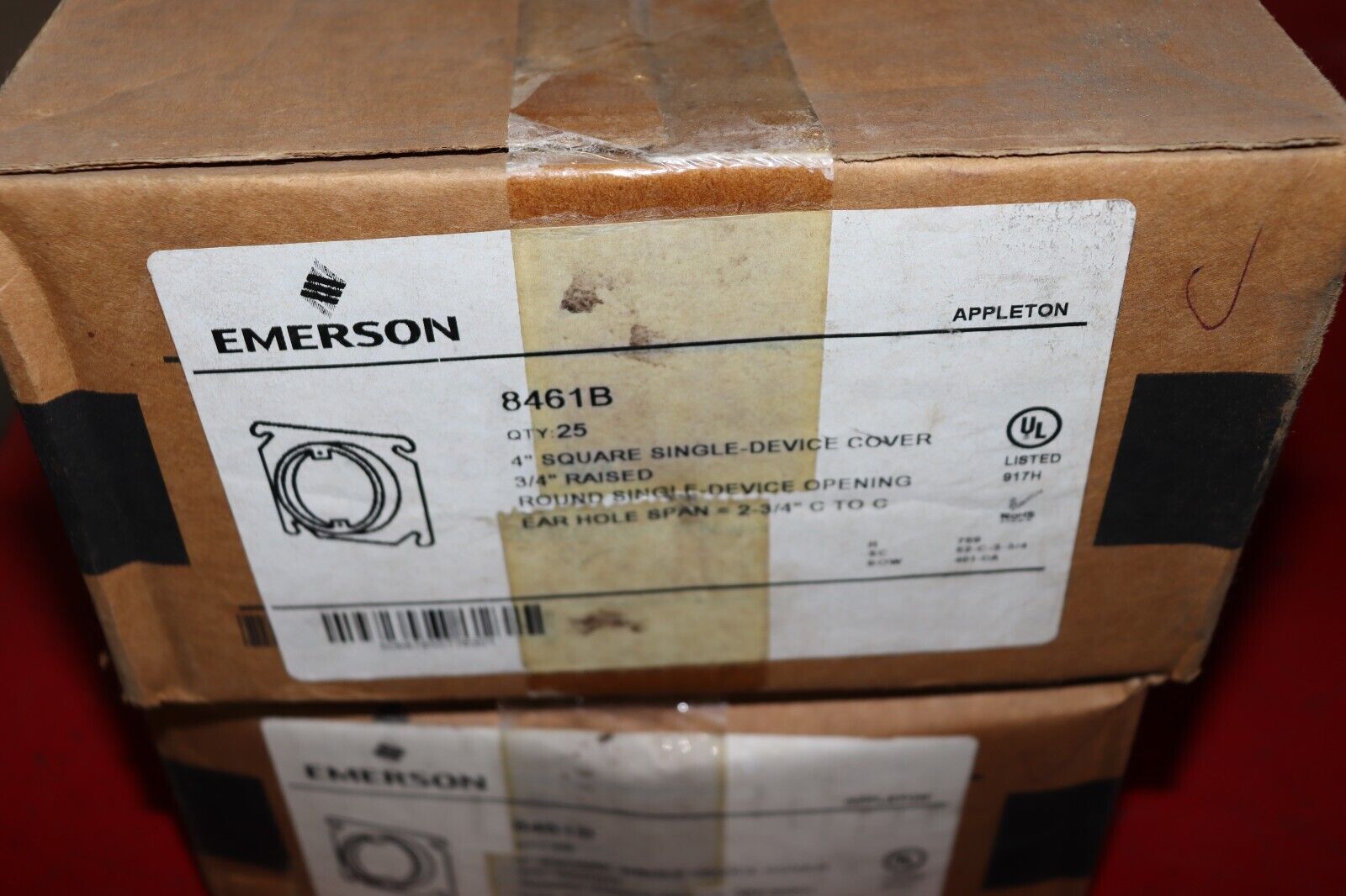 Emerson - 8461B - 4" Square Single Device Cover - 3/4" Raised - Box of 25, NEW - Northside Material Brokers