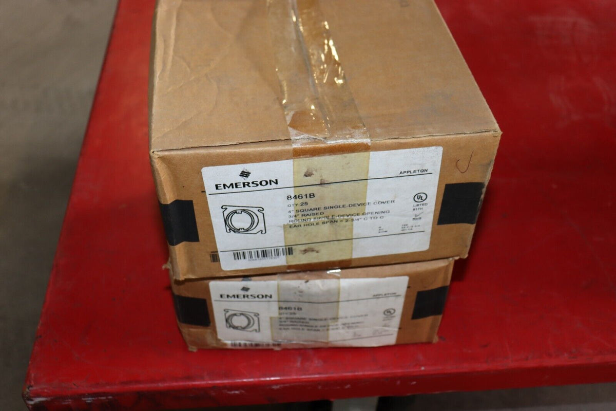 Emerson - 8461B - 4" Square Single Device Cover - 3/4" Raised - Box of 25, NEW - Northside Material Brokers