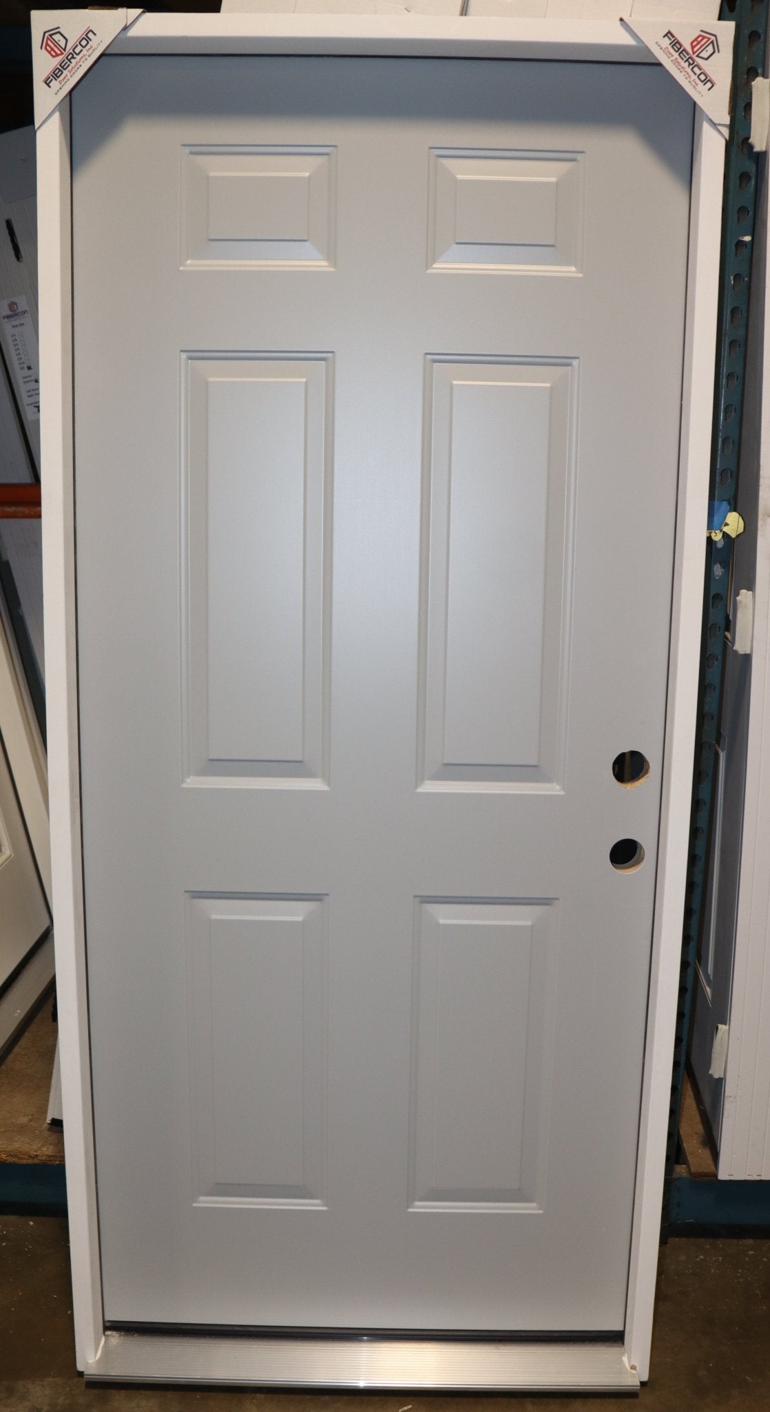 Exterior Door with Frame 36 Inch 6 Panel, Fiberglass/Steel, 3/0 x 6/8 - Northside Material Brokers
