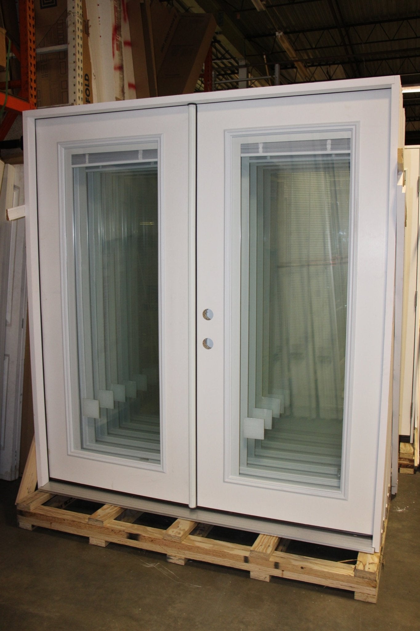Exterior Double Patio Door with Frame Retro Fit 60 Inch Full View Mini-Blind Glass - Northside Material Brokers