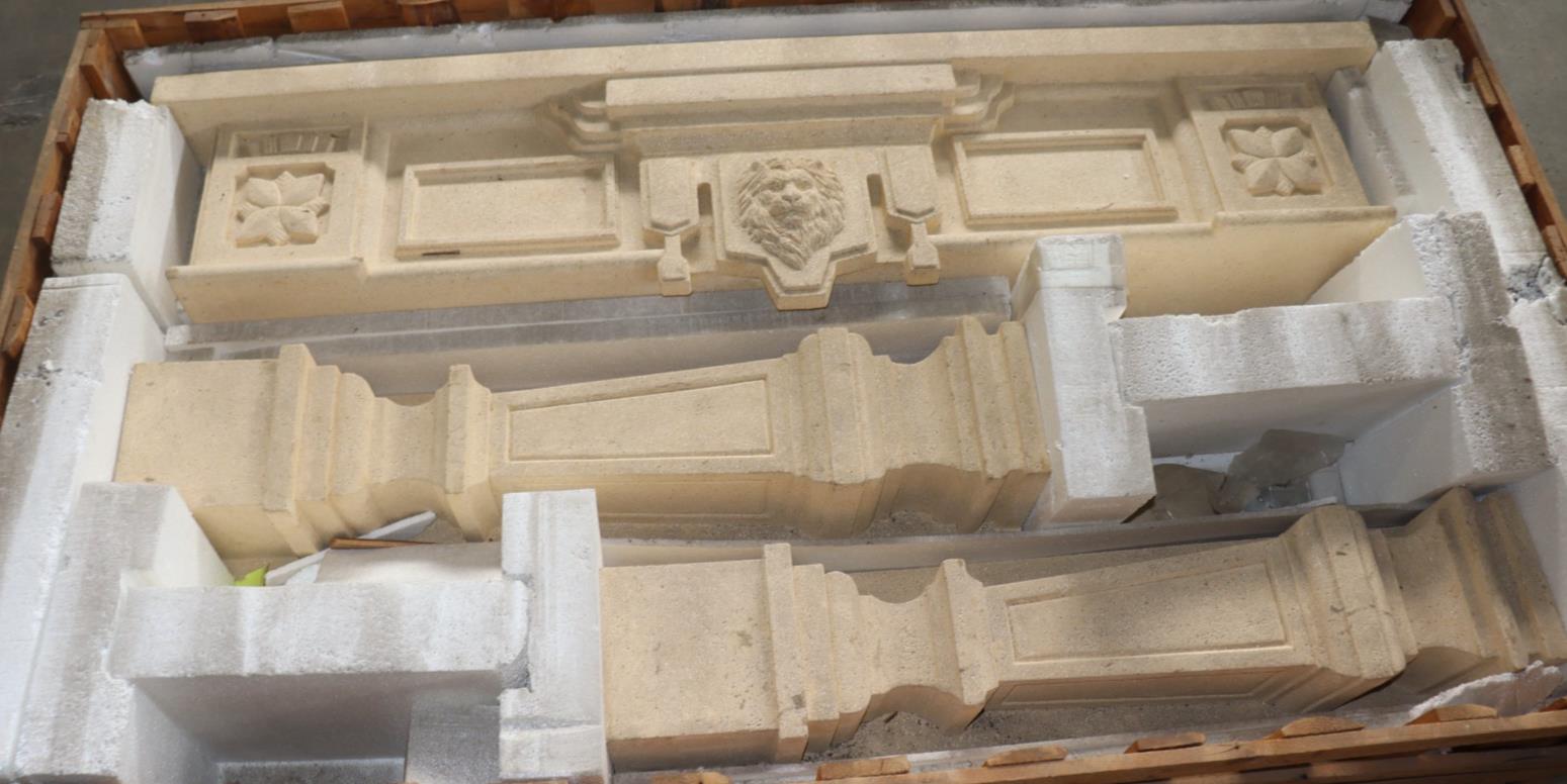 Fireplace Mantel (mantle) Surround Shelf Cast Stone Non-combustible, Tan, NIB - Northside Material Brokers
