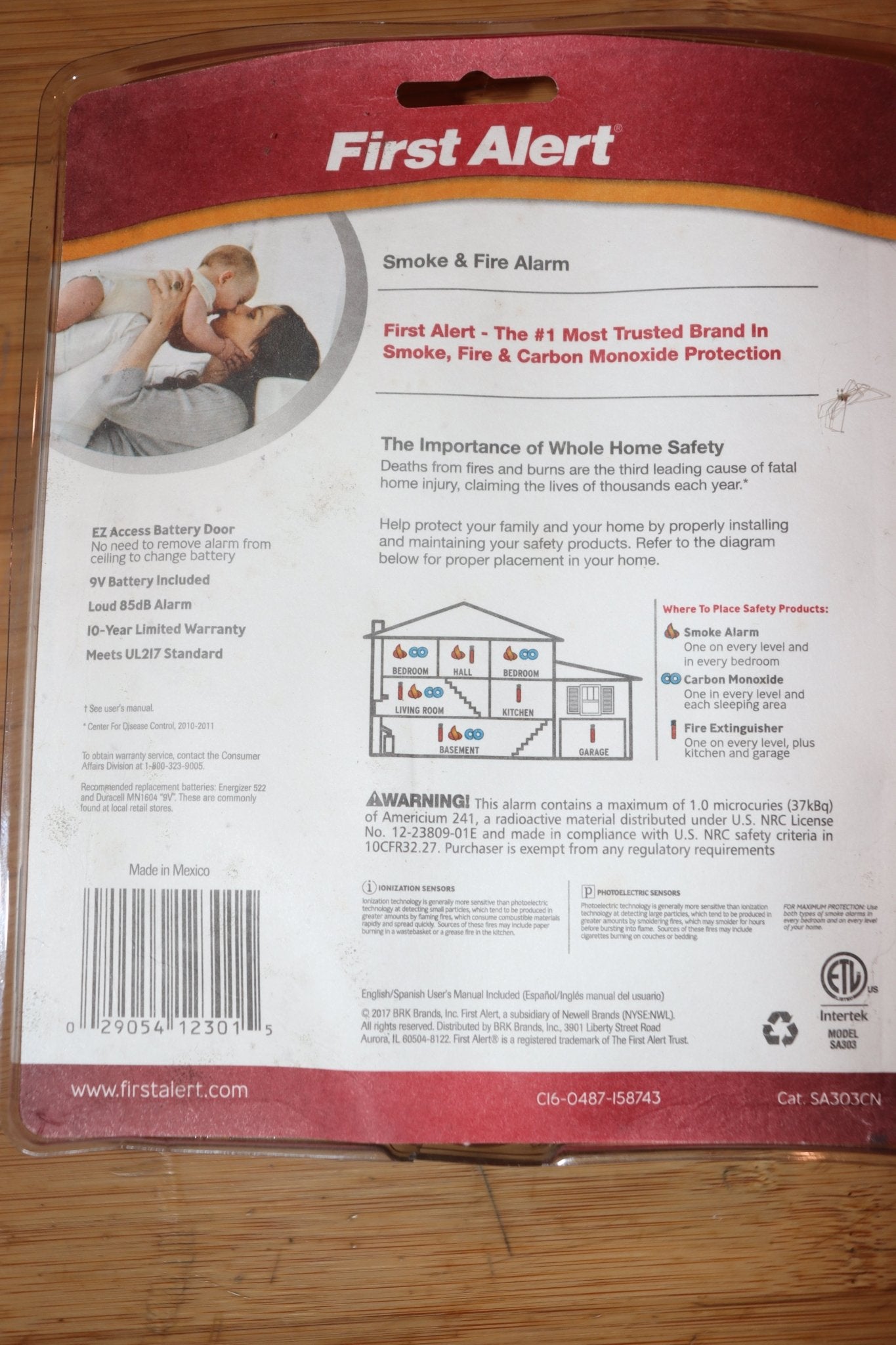 First Alert Battery Operated Ionization Smoke Alarm - SA300CN, 9V Battery Included - Northside Material Brokers