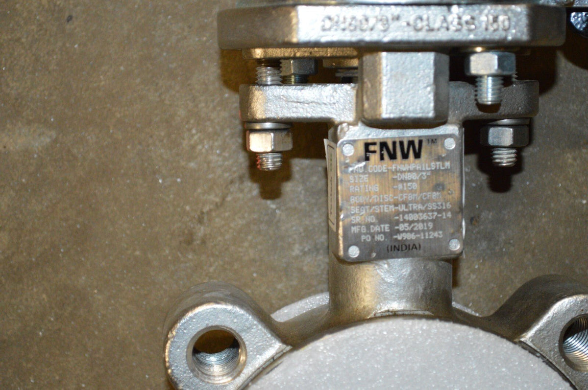 FNW HP Series 3 in Butterfly Valve w/ RPTFE Seat & Lever Handle, FNWHPA1LSTLM - Northside Material Brokers
