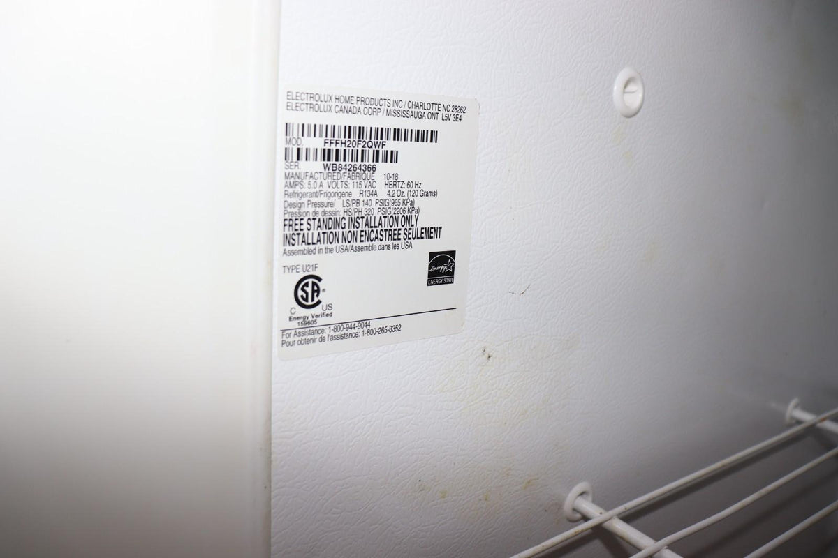 Frigidaire 20.2 Cu. Ft. Upright Freezer FFFH20F2QW, Used, Clean - Northside Material Brokers