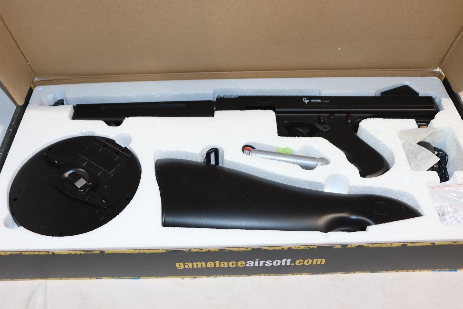 GFSMG Airsoft SMG 6mm BB Electric Full Auto Drum Mag, w/ Charger and Box - Northside Material Brokers