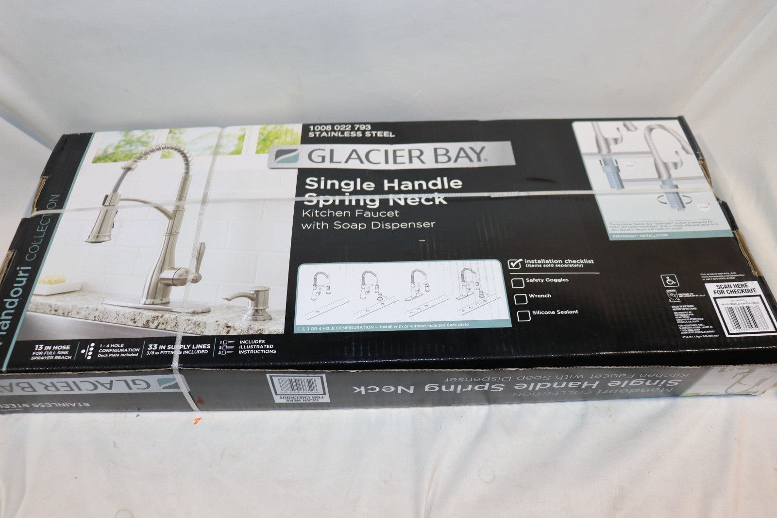 Glacier Bay Mandouri Single Handle Spring Neck Kitchen Faucet In Stainless Steel - Northside Material Brokers
