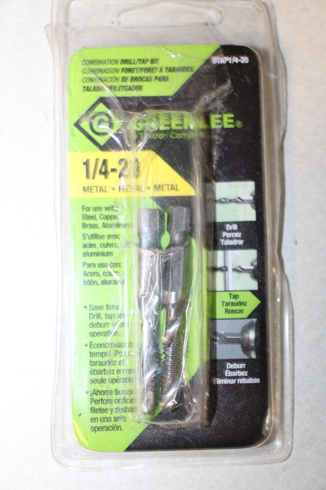 Greenlee DTAP1/4-20 Combination Drill/Tap, Quick Change Hex, 2-PACK - Northside Material Brokers