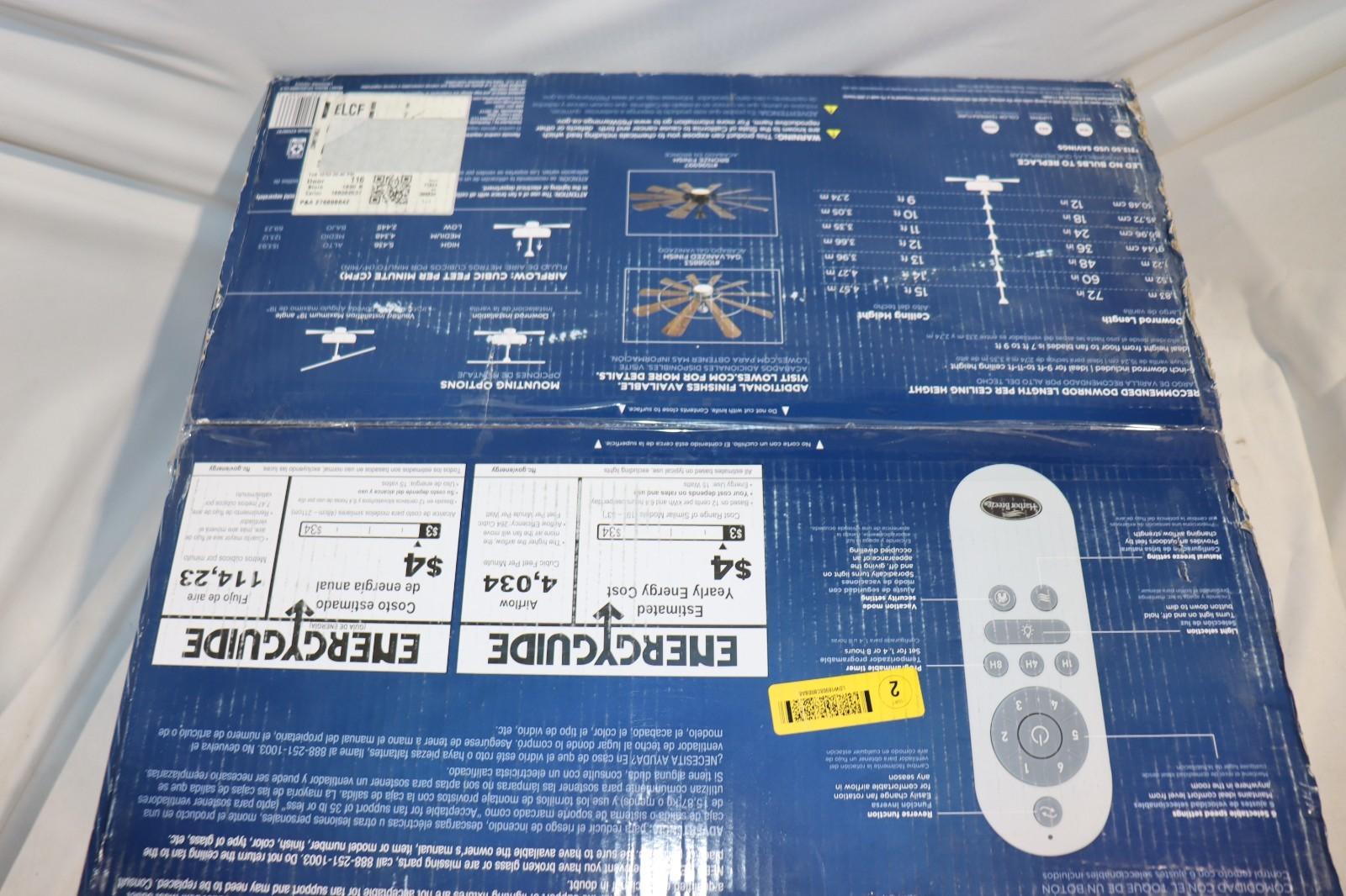 Harbor Breeze Henderson EUK60MBK10LR 60" Ceiling Fan w/ Light and Remote - Northside Material Brokers