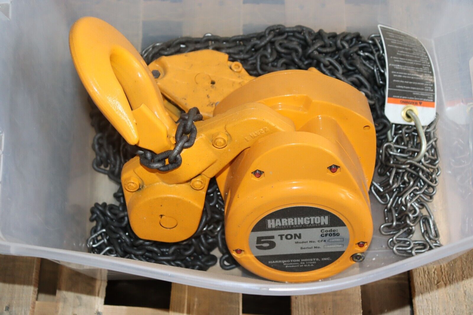 Harrington Manual Chain Hoist: 10,000 lb Load Capacity, CF4 CF050 - Northside Material Brokers