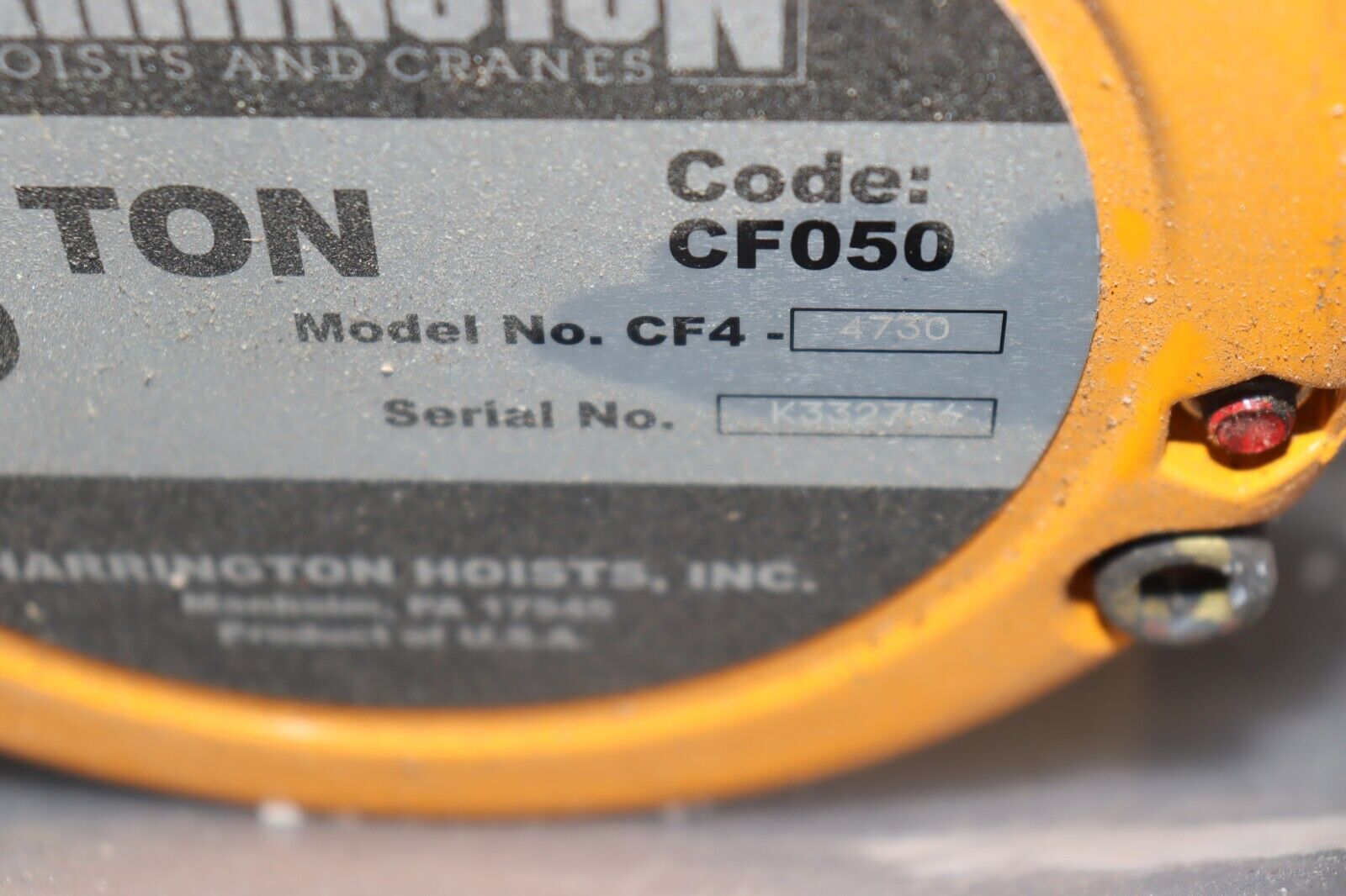 Harrington Manual Chain Hoist: 10,000 lb Load Capacity, CF4 CF050 - Northside Material Brokers
