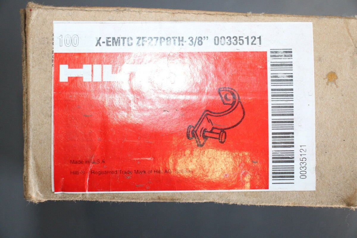 HILTI X-EMTC-ZF27P8TH-3/8 335121 3/8" THIN WALL NAIL ON CONDUIT CLIPS (100-PACK) - Northside Material Brokers