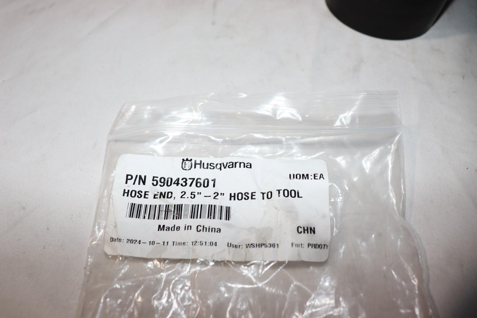 Hose End, 2.5"-2" Hose To Tool 590437601, Husqvarna Genuine OEM - Northside Material Brokers