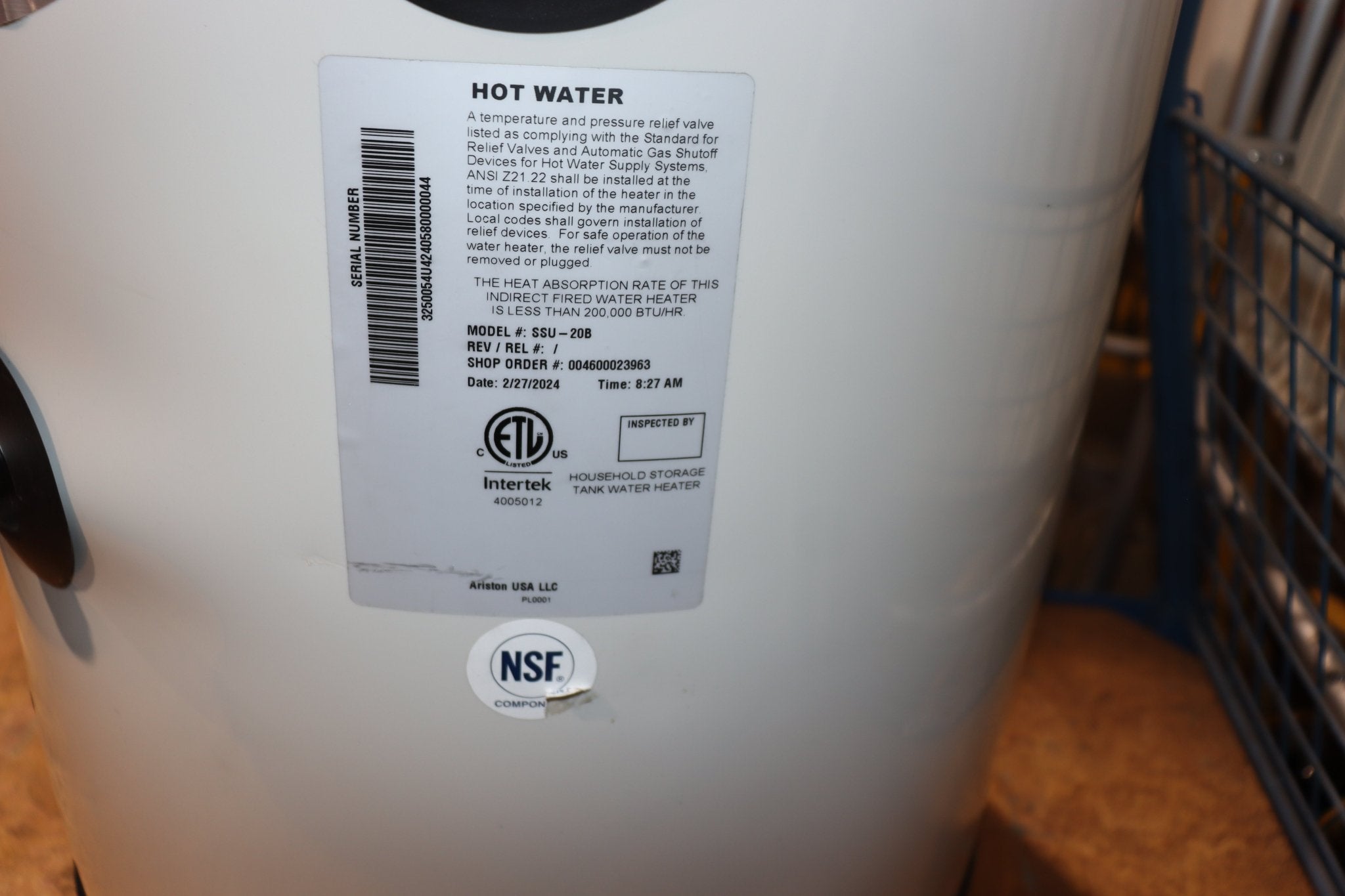 HTP SSU-20B SuperStor Ultra 20 Gallon Buffer Tank - Northside Material Brokers