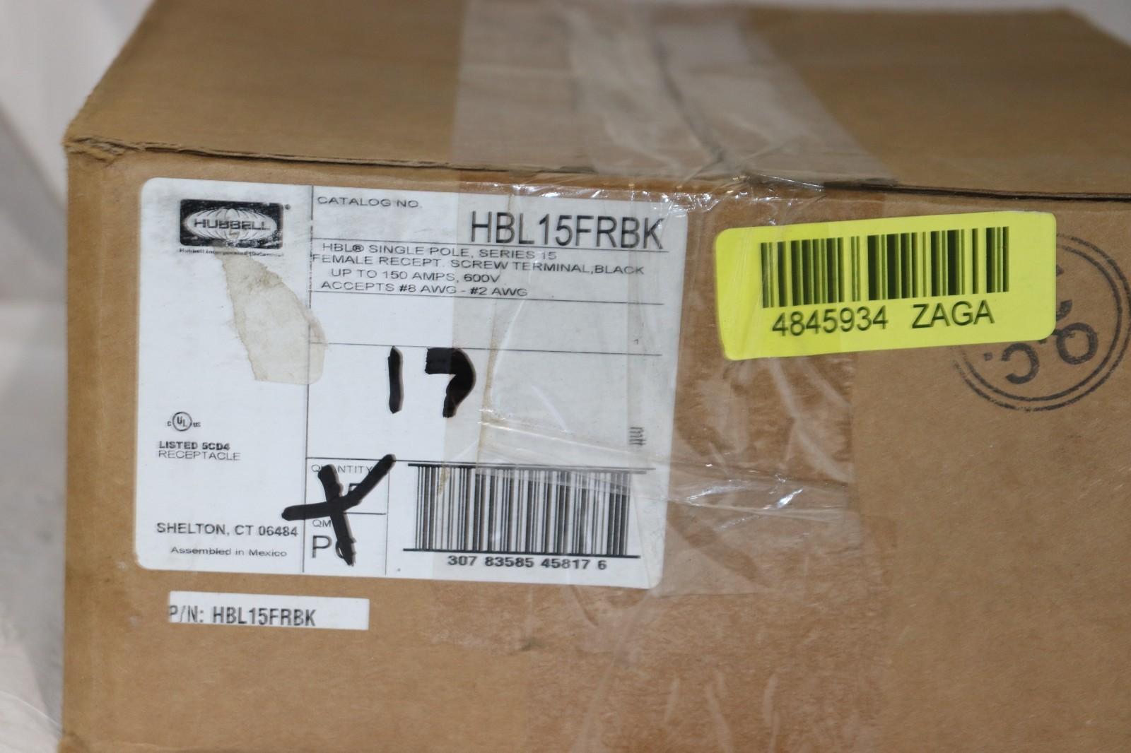Hubbell HBL15FRBK Receptacle, Male, Black, Taper Nose, 150A, 600V, 8-2 AWG - Northside Material Brokers