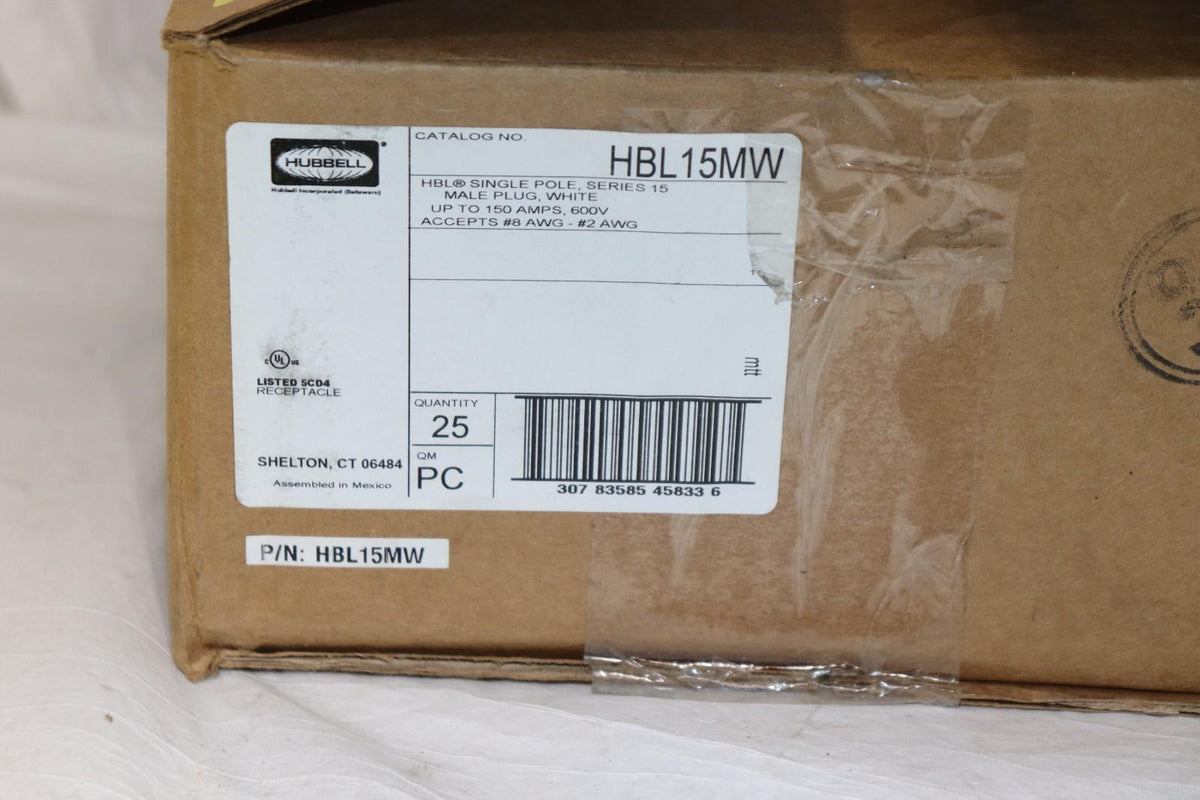 Hubbell HBL15MW Single Pole Series 15 Male Plug, 150 Amp, 600V, 8-2 AWG - Northside Material Brokers