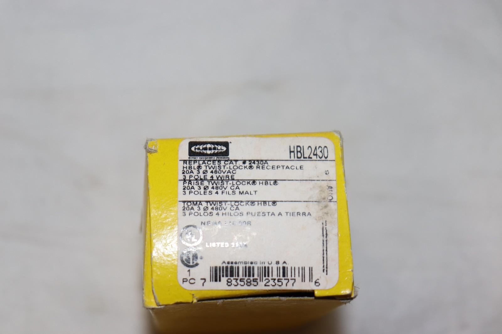 Hubbell HBL2430 Locking Receptacle, L16-20R, 20 A, 480V, 3 Pole 4 Wire - Northside Material Brokers