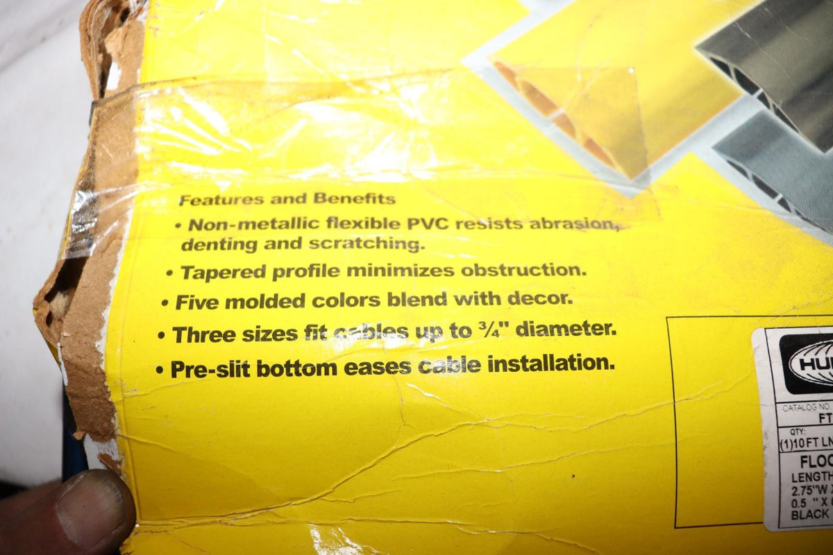 Hubbell Wiring FT2BK10 PVC Floor Trak Floor Cable Cover Black, New - Northside Material Brokers