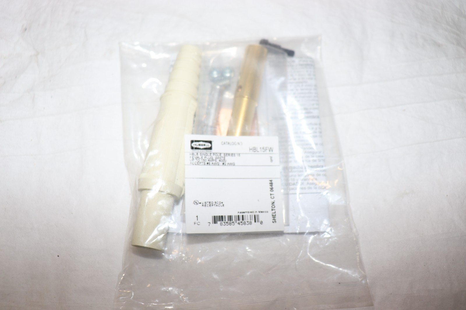 Hubble Single Pole Products, Female Plug, 150 Amp Series, White, HBL15FW, 600V - Northside Material Brokers