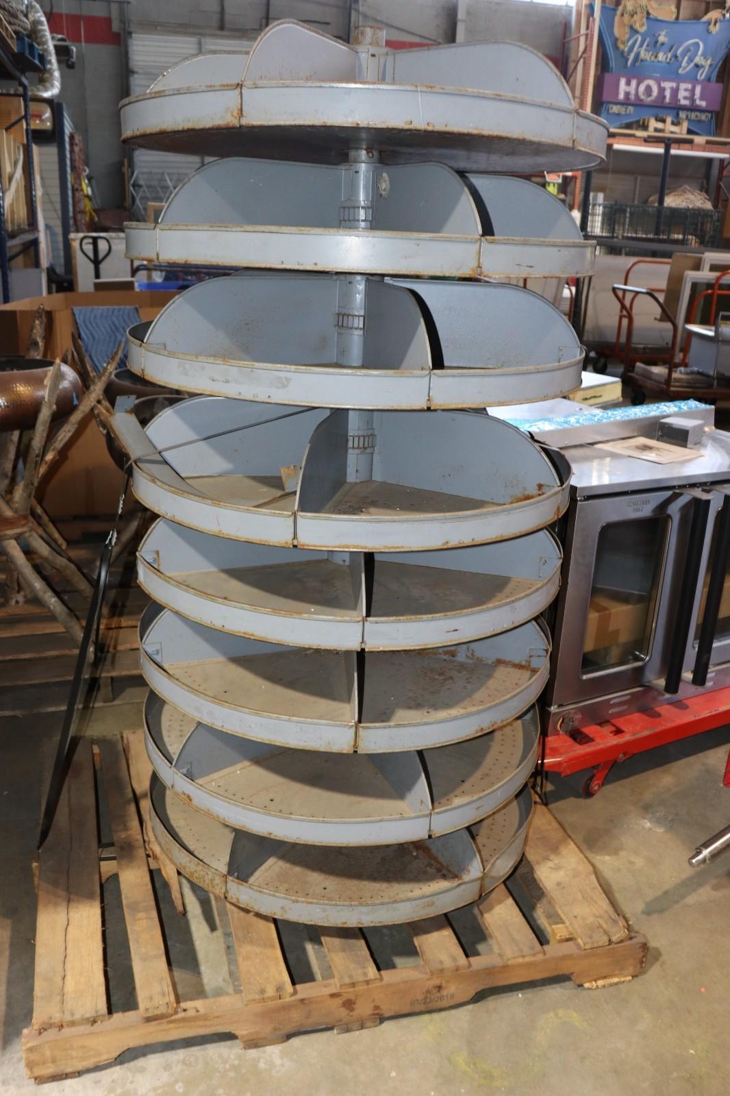 Industrial Revolving Parts Bin Metal Counter Display Rack Organizer, 65"H x 35" - Northside Material Brokers