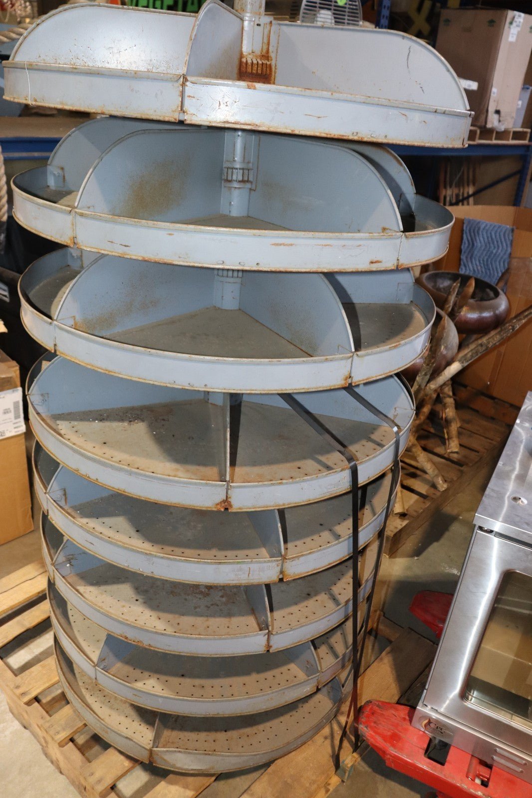 Industrial Revolving Parts Bin Metal Counter Display Rack Organizer, 65"H x 35" - Northside Material Brokers