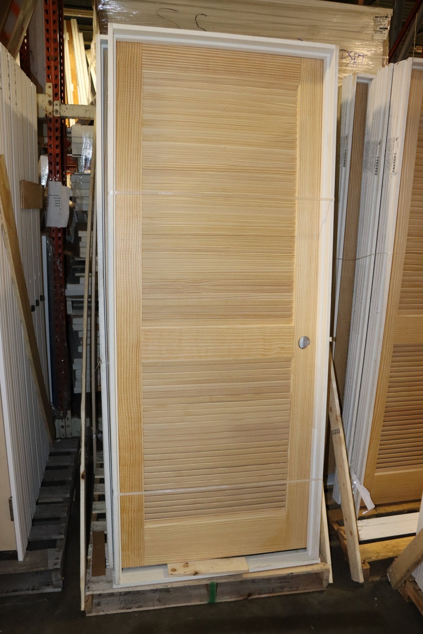 Interior Louvered Prehung Door, 32 Inch, Raw Pine, Left Hand In-swing, 2/8 x 6/8 - Northside Material Brokers