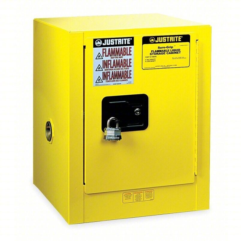 JUSTRITE 890400 Flammable Safety Cabinet,4 Gal.,Yellow - Northside Material Brokers