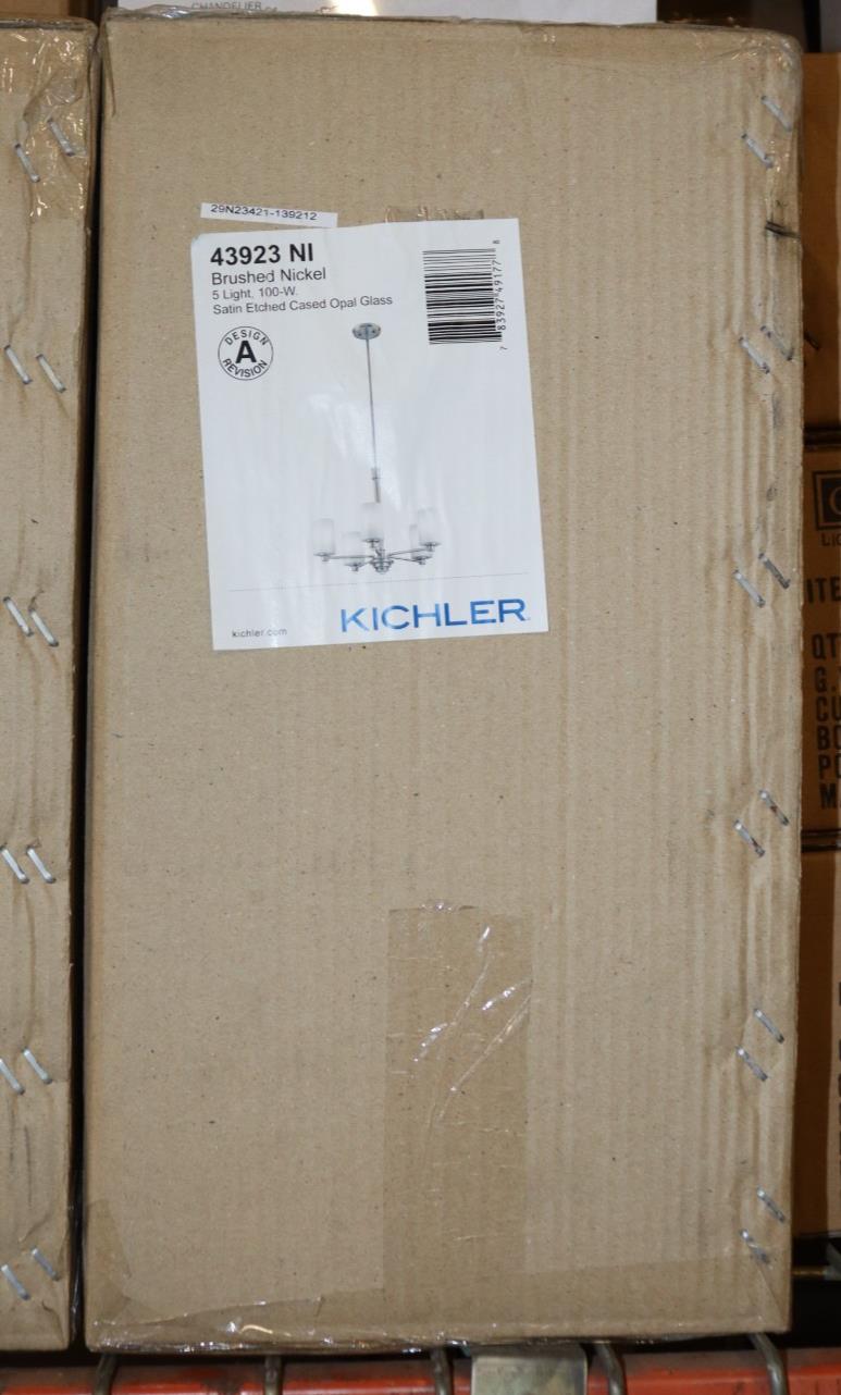 Kichler 43923 Nickel Joelson 24"W 5-Light Shaded Chandelier, NIB - Northside Material Brokers