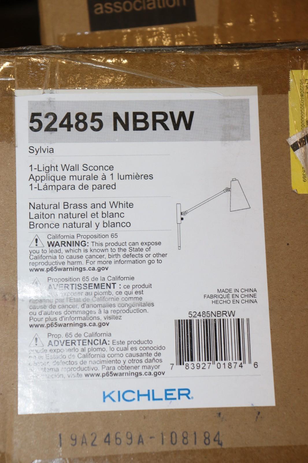 Kichler 52485 Sylvia 9" Tall Hardwired or Plug-In Wall Sconce - Natural Brass - Northside Material Brokers