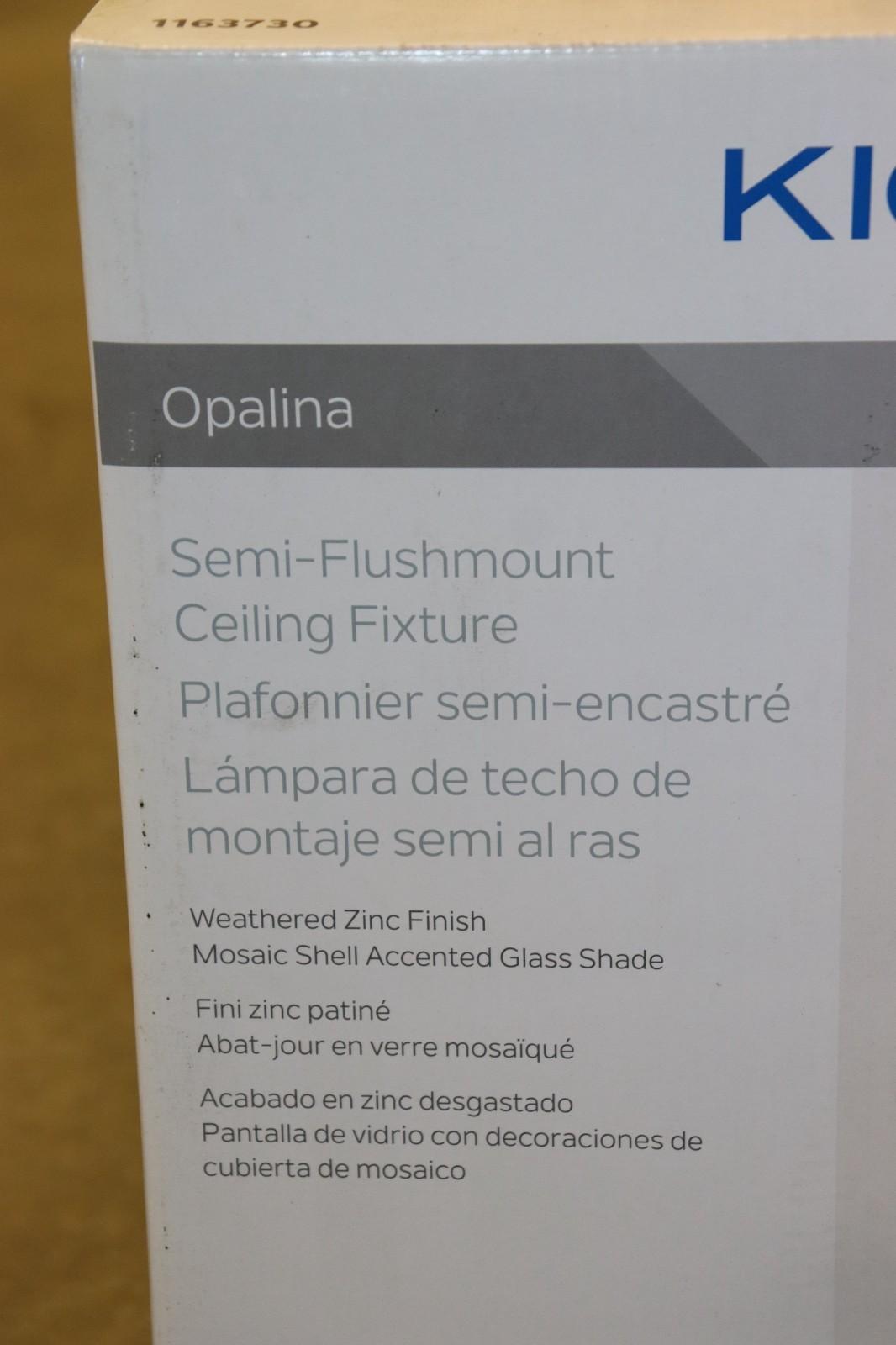 Kichler Opalina 1163730 Ceiling Mount Light Fixture, Weather Zinc, NIB - Northside Material Brokers