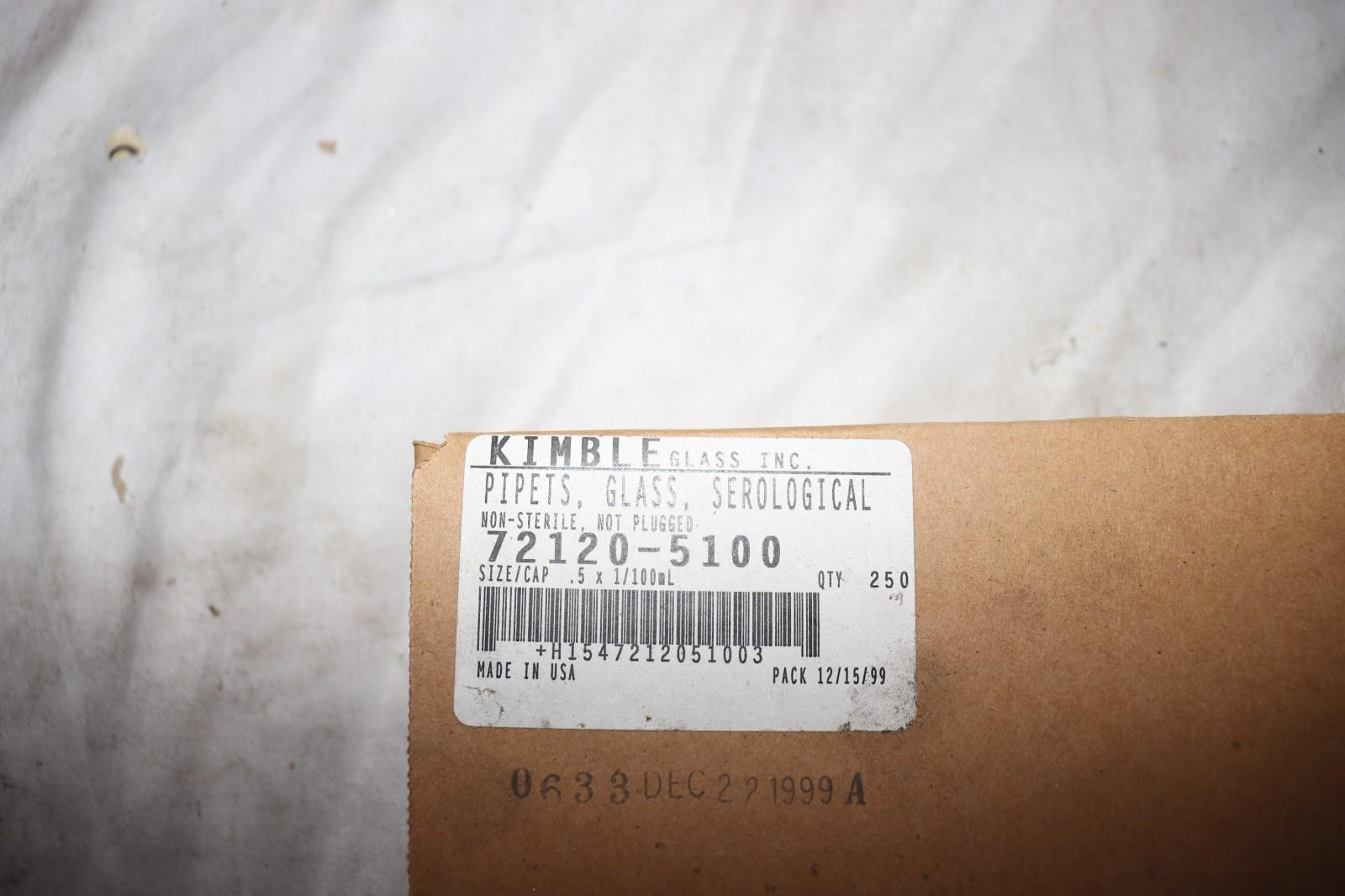 Kimble 72120-5100 - .5mL in 1/100 Pipets Glass Serological Non Sterile 250 Pack - Northside Material Brokers