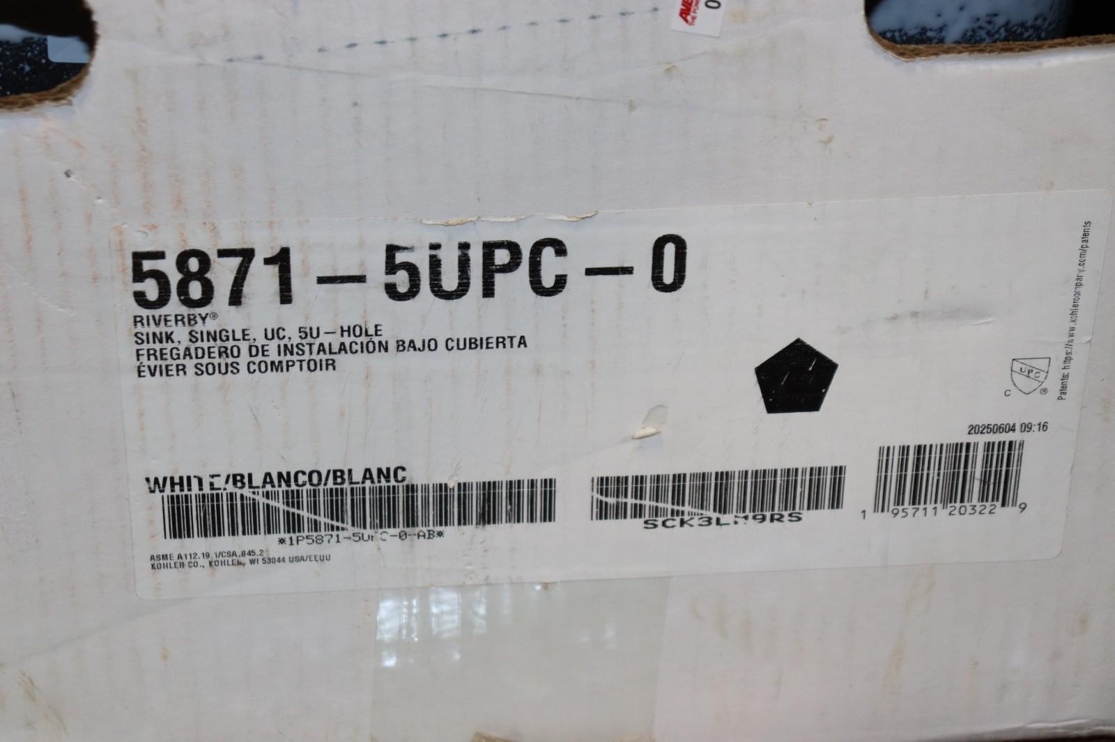 Kohler 5871-5UPC-0 Riverby 33" Sink, White, Undermount - Northside Material Brokers